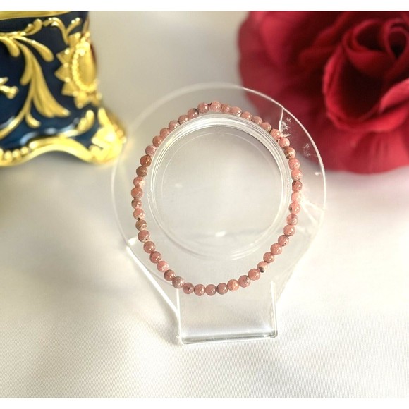 Natural Rhodonite Beaded Bracelet Healing Reiki 4MM - Picture 4 of 5